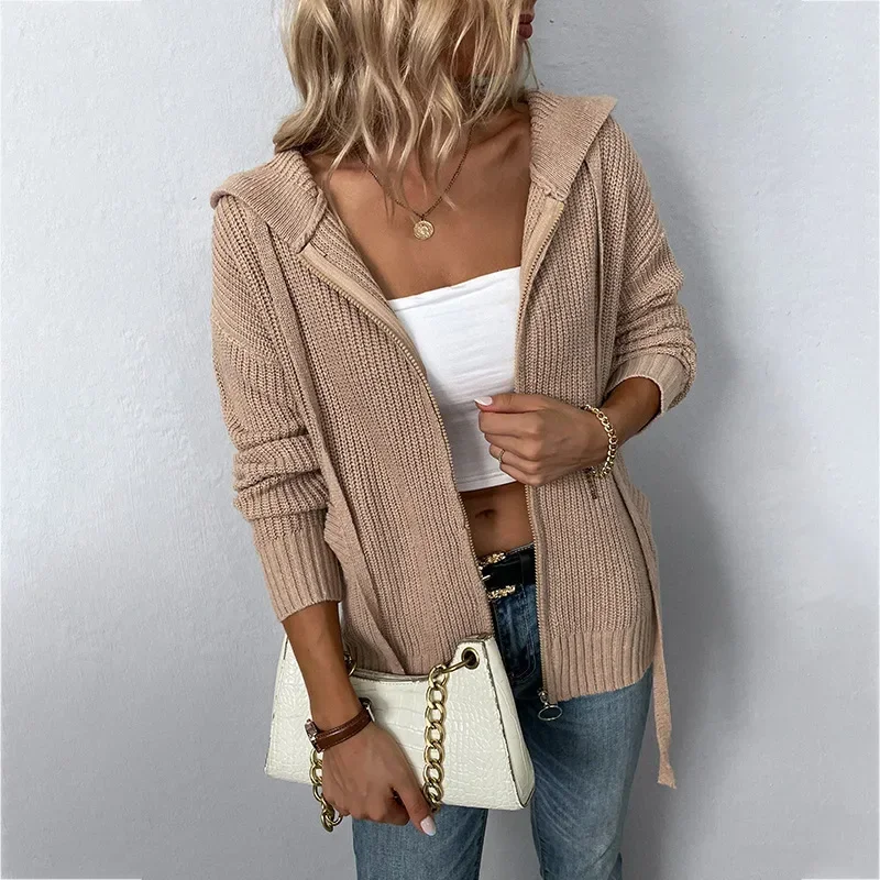 Hooded Kinitted Coats Cardigan Women Long Sleeve Knit Jacket Zip Streetwear Jumpers Sweater Casual Jackets Autumn Winter Clothes
Hooded Kinitted Coats Cardigan Women Long Sleeve Knit Jacket Zip Streetwear Jumpers Sweater Casual Jackets Autumn Winter Clothes