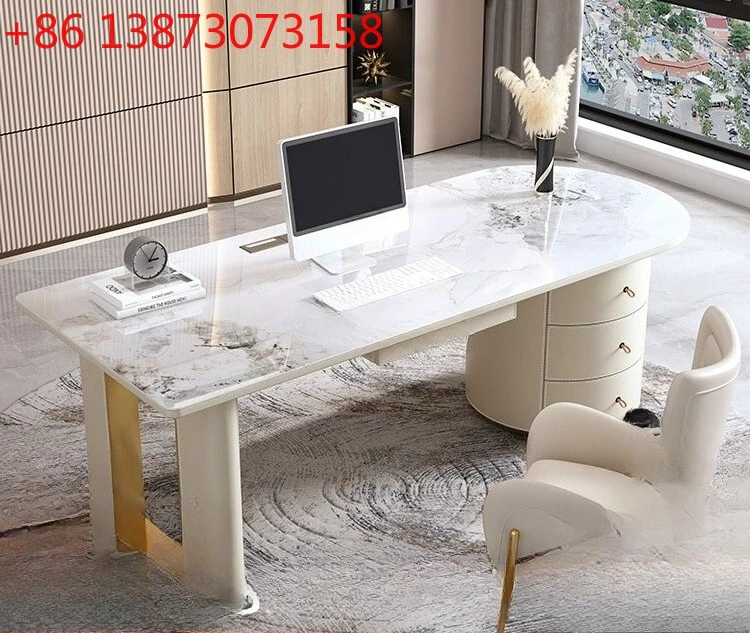 *Cream style desk simple modern light luxury high-end rock slab saddle leather desk
*Cream style desk simple modern light luxury high-end rock slab saddle leather desk