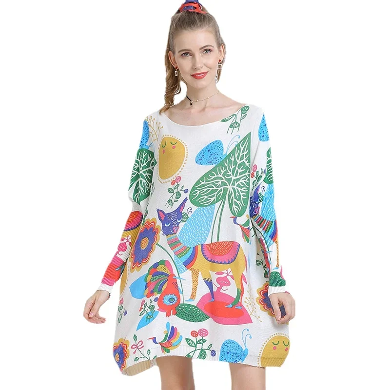 Women's Printed Knitwear Top, European and American Pullover, Large Sweater, Bat Sleeves, Loose, New, 2023
Women's Printed Knitwear Top, European and American Pullover, Large Sweater, Bat Sleeves, Loose, New, 2023