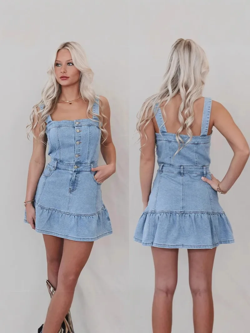 Spring Summer Women's Clothing Strapless Denim Midi Dress For Woman Casual Streetwear Cotton Sleeveless Crew Neck Bodycon
Spring Summer Women's Clothing Strapless Denim Midi Dress For Woman Casual Streetwear Cotton Sleeveless Crew Neck Bodycon