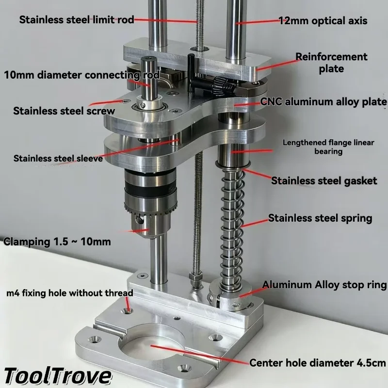 Стойка для сверления по дереву - Вертикальный позиционирующий инструмент из алюминиевого профиля, мини-настольная стойка для дрелей и DIY-проектов
Стойка для сверления по дереву - Вертикальный позиционирующий инструмент из алюминиевого профиля, мини-настольная стойка для дрелей и DIY-проектов