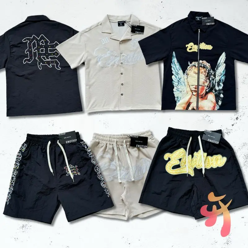 Unisex Nylon MIXED EMOTION Shirts Shorts Set Masked Angel Print Casual Black Zipper Short Sleeve American Street Men Women Tops
Unisex Nylon MIXED EMOTION Shirts Shorts Set Masked Angel Print Casual Black Zipper Short Sleeve American Street Men Women Tops