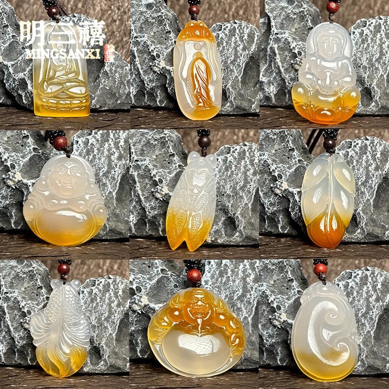 Agate peace leaf-shaped Guanyin Buddha pendant necklace, colorful lucky bean chalcedony supply
Agate peace leaf-shaped Guanyin Buddha pendant necklace, colorful lucky bean chalcedony supply
