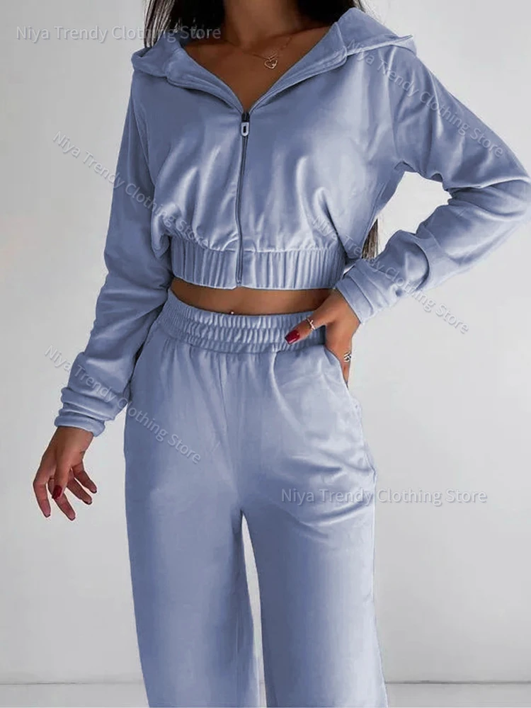 Autumn Solid Color Women's Silver Fox Velvet Suit Long Sleeve Hooded Cardigan Jacket Elastic Casual Pants Female Two Piece Set
Autumn Solid Color Women's Silver Fox Velvet Suit Long Sleeve Hooded Cardigan Jacket Elastic Casual Pants Female Two Piece Set