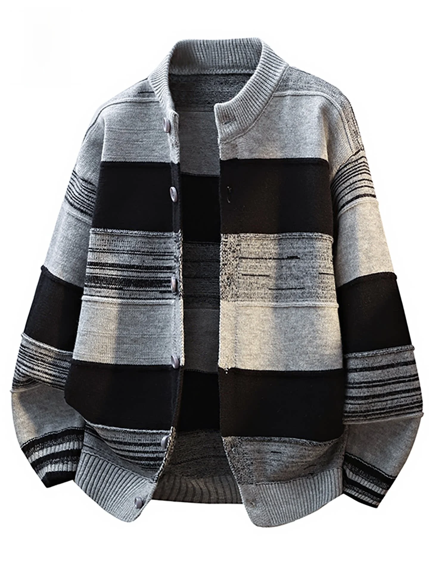 Nainiu Road Color Block Striped Knitted Open Cardigan Men's Zip Splicing Loose Casual Warm Sweater Jacket Loose Style
Nainiu Road Color Block Striped Knitted Open Cardigan Men's Zip Splicing Loose Casual Warm Sweater Jacket Loose Style