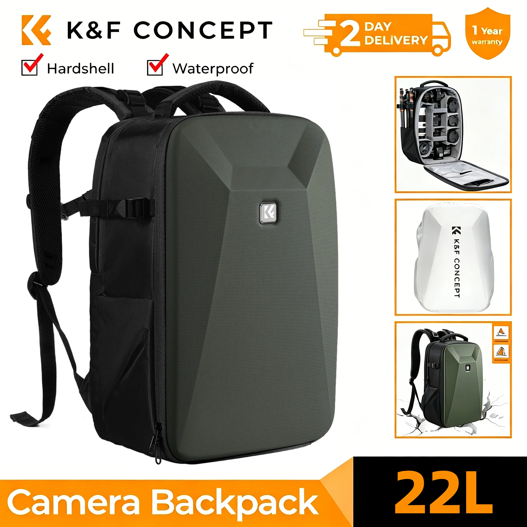 K&F CONCEPT 22L Large Capacity Camera Bag Waterproof Travel Hard Photography Backpack For Canon Sony DSLR/SLR Camera Rain Cover
K&F CONCEPT 22L Large Capacity Camera Bag Waterproof Travel Hard Photography Backpack For Canon Sony DSLR/SLR Camera Rain Cover