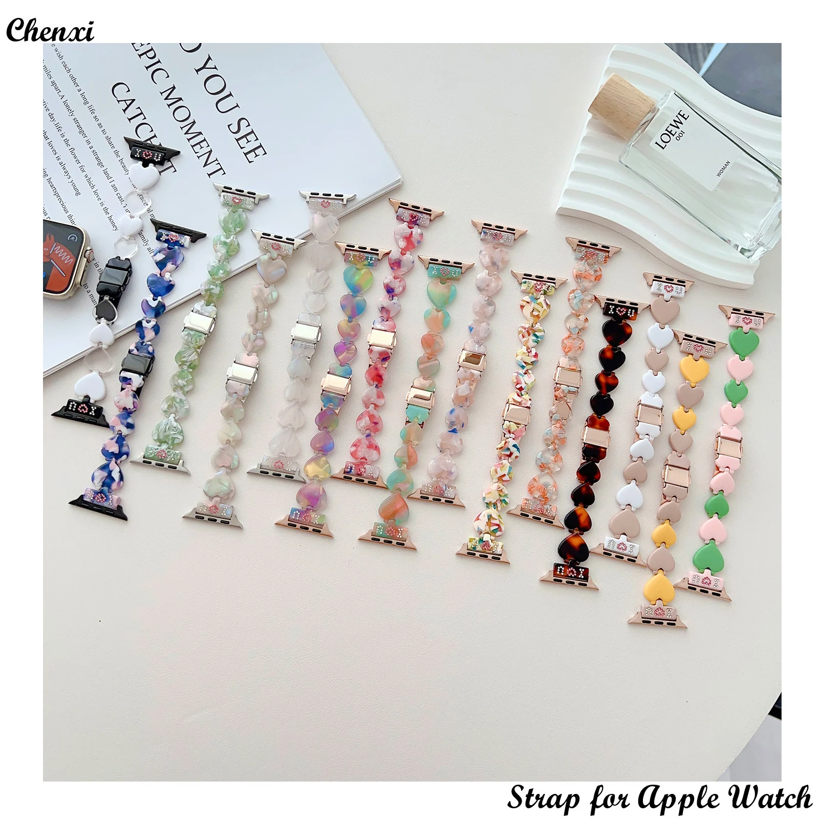 Resin strap for Apple watch band colorful love bracelet chain iwatch87654321SE87654321SE38 40 41 42 44 45 49mm women sweet wrist
Resin strap for Apple watch band colorful love bracelet chain iwatch87654321SE87654321SE38 40 41 42 44 45 49mm women sweet wrist