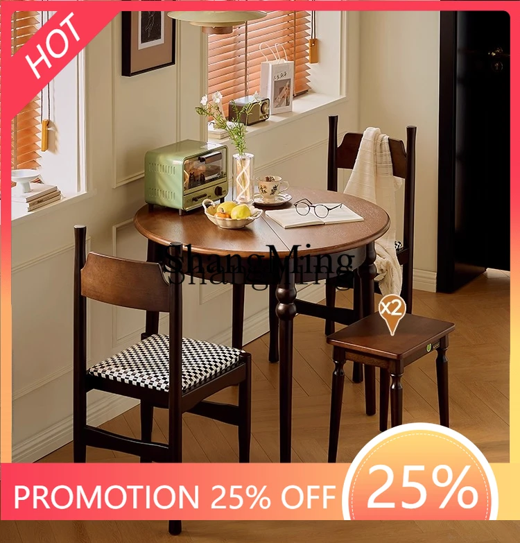 SM new dining table variable round table small apartment household all solid wood telescopic folding oval dining table
SM new dining table variable round table small apartment household all solid wood telescopic folding oval dining table