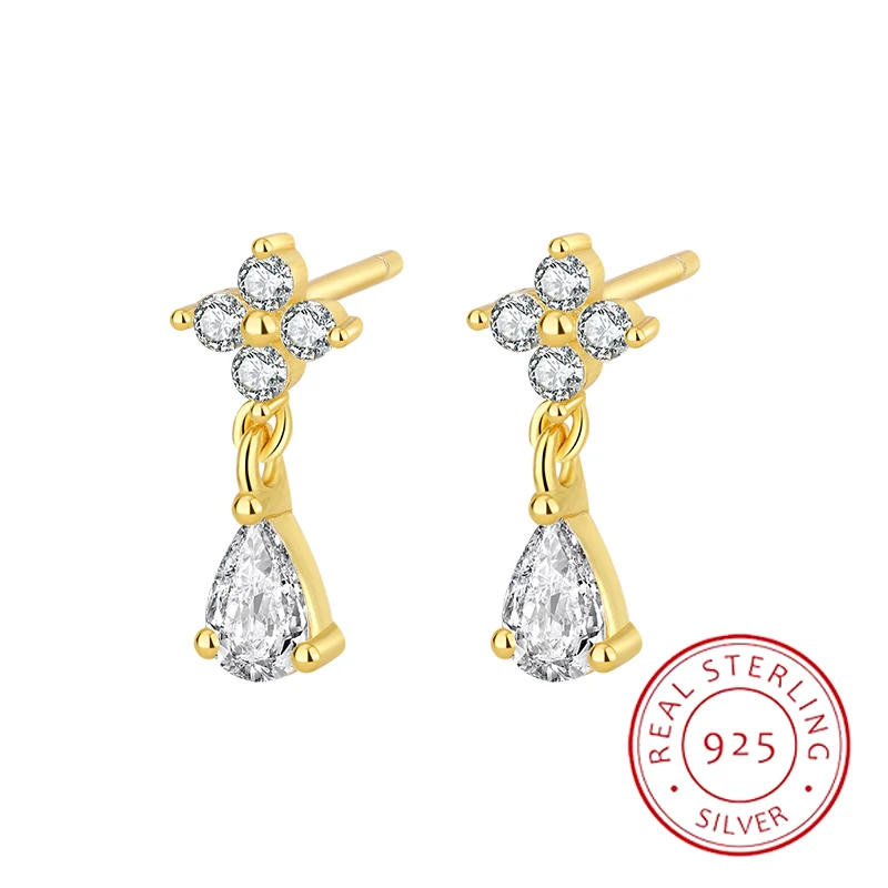Exquisite and elegant genuine S925 silver 14K gold zircon pendant ladies temperament earrings
Exquisite and elegant genuine S925 silver 14K gold zircon pendant ladies temperament earrings