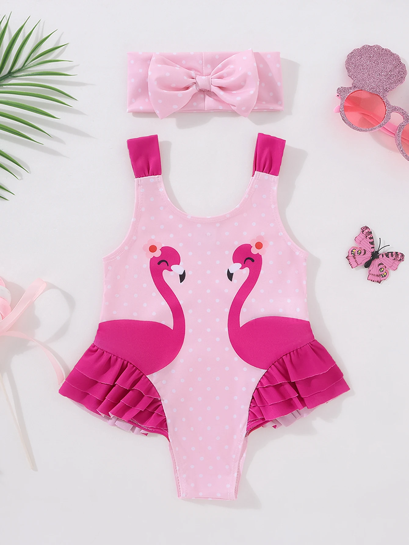 Купальник для девочек из 2 предметов и комплект с повязкой на голову: милый стиль, принт в горошек + мультяшный фламинго, топ-камизоль + купальник с оборками
Купальник для девочек из 2 предметов и комплект с повязкой на голову: милый стиль, принт в горошек + мультяшный фламинго, топ-камизоль + купальник с оборками