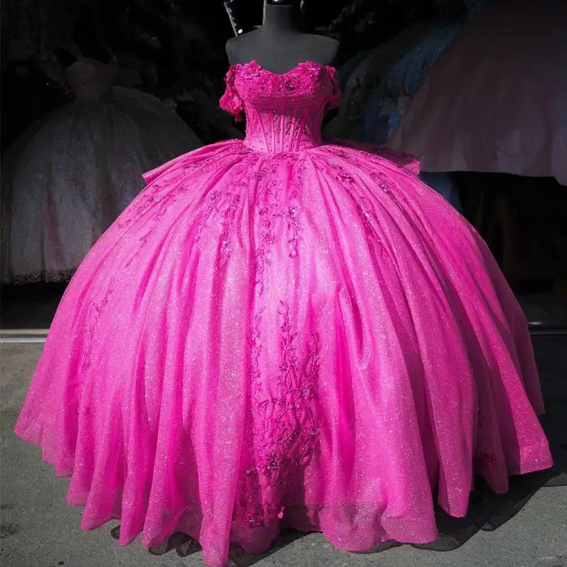 Customized Rose Red Shiny Quinceanera Dresses Ball Gown Off Shoulder Appliques Lace Tull Corset Birthday Party Sweet 16 Dress
Customized Rose Red Shiny Quinceanera Dresses Ball Gown Off Shoulder Appliques Lace Tull Corset Birthday Party Sweet 16 Dress