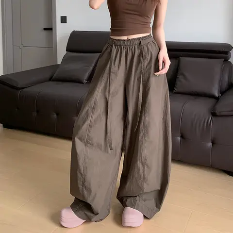 Women's Refrigerator Pants Nylon Cotton Blend Loose Lantern Wide-leg Pants Lightweight Cool Feeling Trendy Trousers Summer Pants