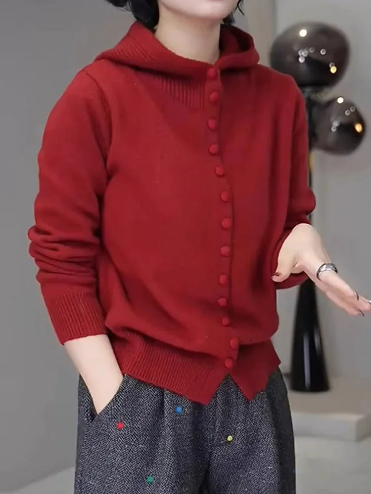 Red Faionable Chic Hooded Soft Woolen Knitted Open Cardigan Sweater Simple Design Long Sve Women's Top Commute Sle Kor...
Red Faionable Chic Hooded Soft Woolen Knitted Open Cardigan Sweater Simple Design Long Sve Women's Top Commute Sle Kor...