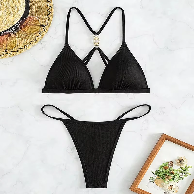 Rhinestone Chains Bikini Extrem String Backless Swimsuit Vacation Swimwear Thong Women Black Rib Bathing Suit Beach Outfit
Rhinestone Chains Bikini Extrem String Backless Swimsuit Vacation Swimwear Thong Women Black Rib Bathing Suit Beach Outfit