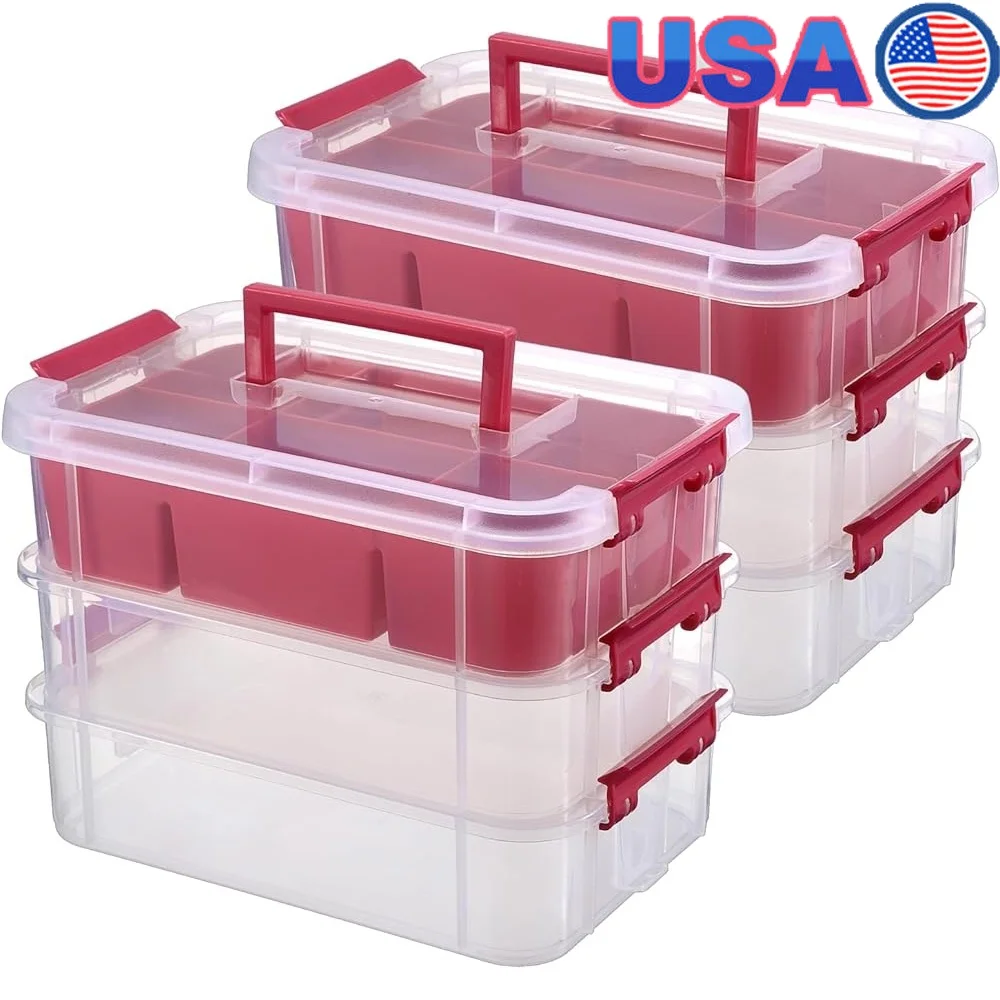 2Pack Transparent Stackable Storage Box with Divided Tray 3-Tier Carry Handle Latching Organizer Small Items Crafts Supplies
2Pack Transparent Stackable Storage Box with Divided Tray 3-Tier Carry Handle Latching Organizer Small Items Crafts Supplies