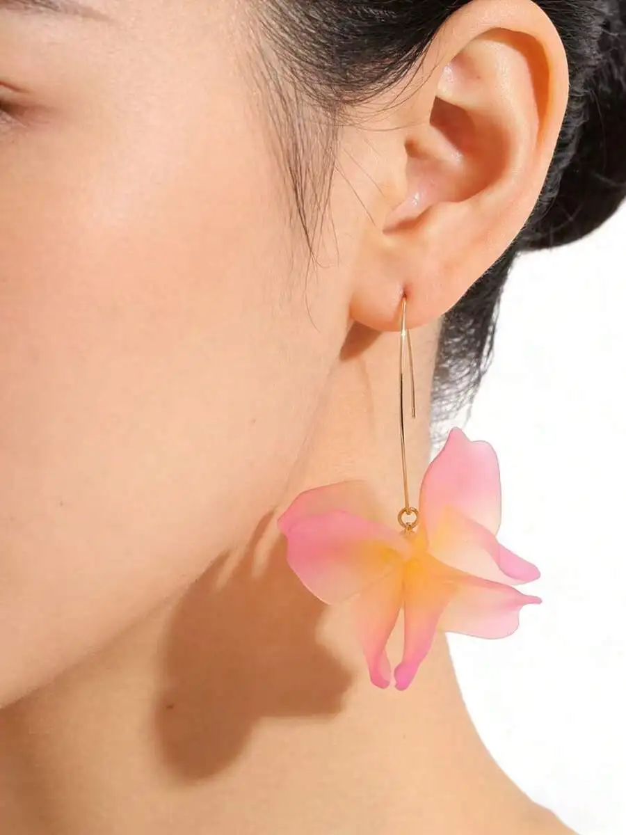 Gradient Pink Orange Floral Drop Earrings Transparent Petal Dangle Jewelry
Gradient Pink Orange Floral Drop Earrings Transparent Petal Dangle Jewelry