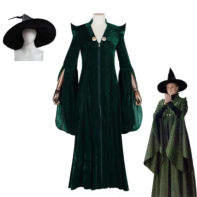 Темно-зеленое платье Bear's Den Professor Minerva McGonagall, халат, накидка, шляпа, бархатный костюм для косплея, новинка 2025 года
Темно-зеленое платье Bear's Den Professor Minerva McGonagall, халат, накидка, шляпа, бархатный костюм для косплея, новинка 2025 года