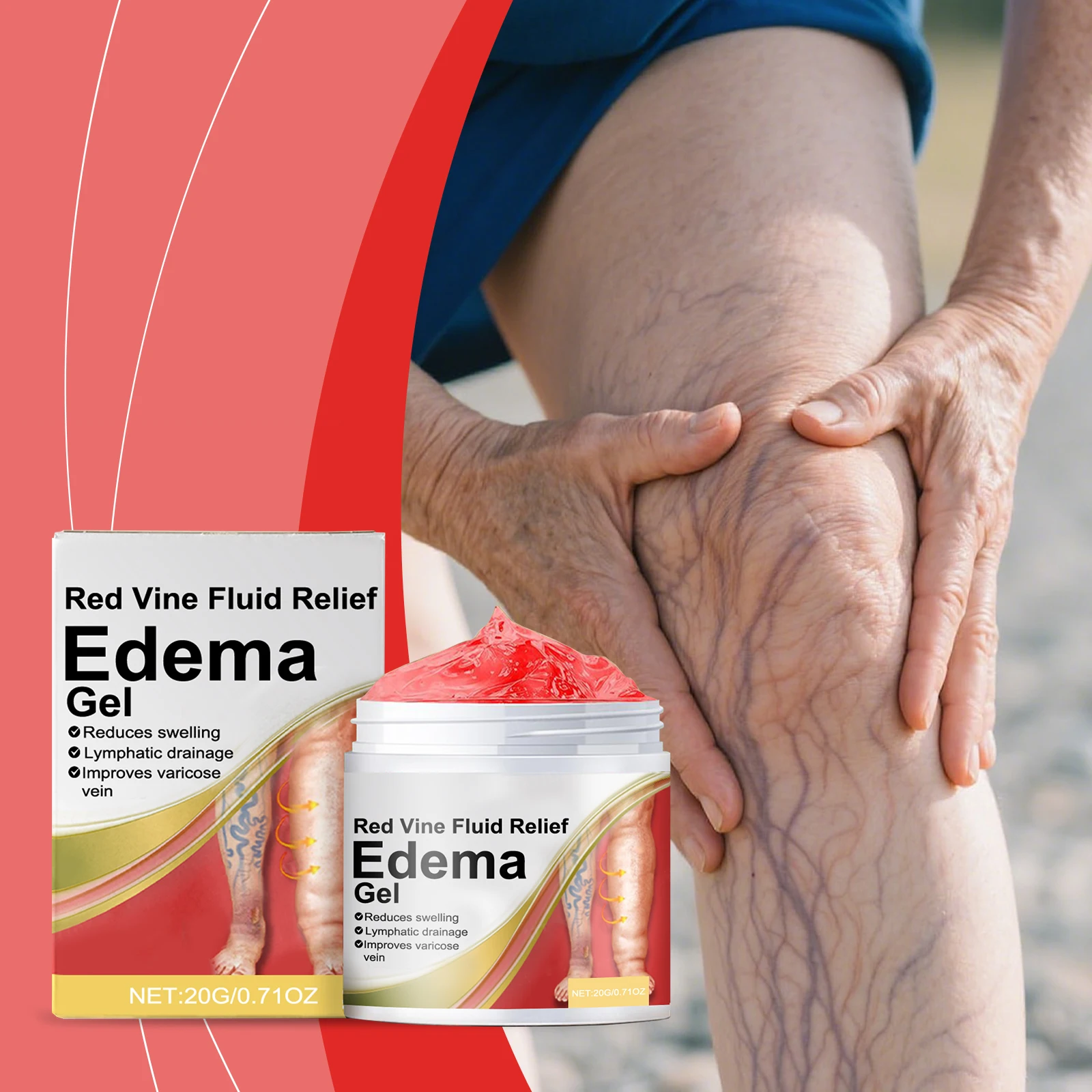 Foot Care Gel Red Vine Blood Circulation Improvement Lymphatic Drainage Legs Edema Swelling Removal Varicose Vein Treatment 20g
Foot Care Gel Red Vine Blood Circulation Improvement Lymphatic Drainage Legs Edema Swelling Removal Varicose Vein Treatment 20g