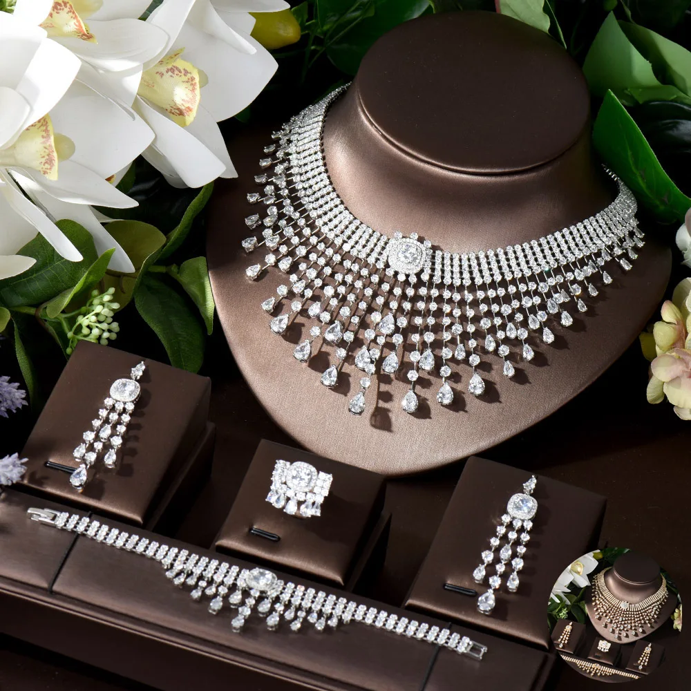HIBRIDE New Arrival Big Water Drop Jewelry Sets for Women Bridal Wedding Long Tassel 4pcs Earring and Necklace Sets bioux N-71
HIBRIDE New Arrival Big Water Drop Jewelry Sets for Women Bridal Wedding Long Tassel 4pcs Earring and Necklace Sets bioux N-71