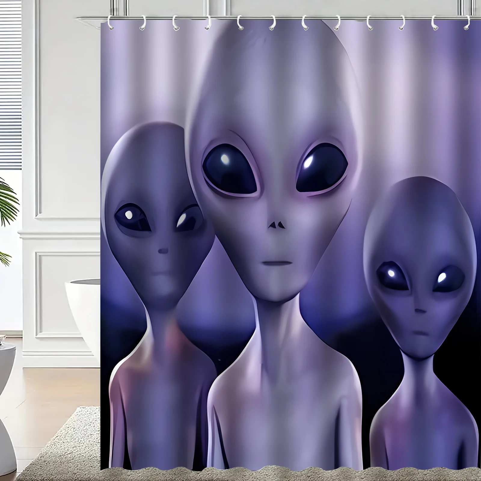 Alien Shower Curtain, Grey Extraterrestrial Beings Print, Sci-Fi Space Theme, Mystery Universe Bathroom Decor, Waterproof
Alien Shower Curtain, Grey Extraterrestrial Beings Print, Sci-Fi Space Theme, Mystery Universe Bathroom Decor, Waterproof