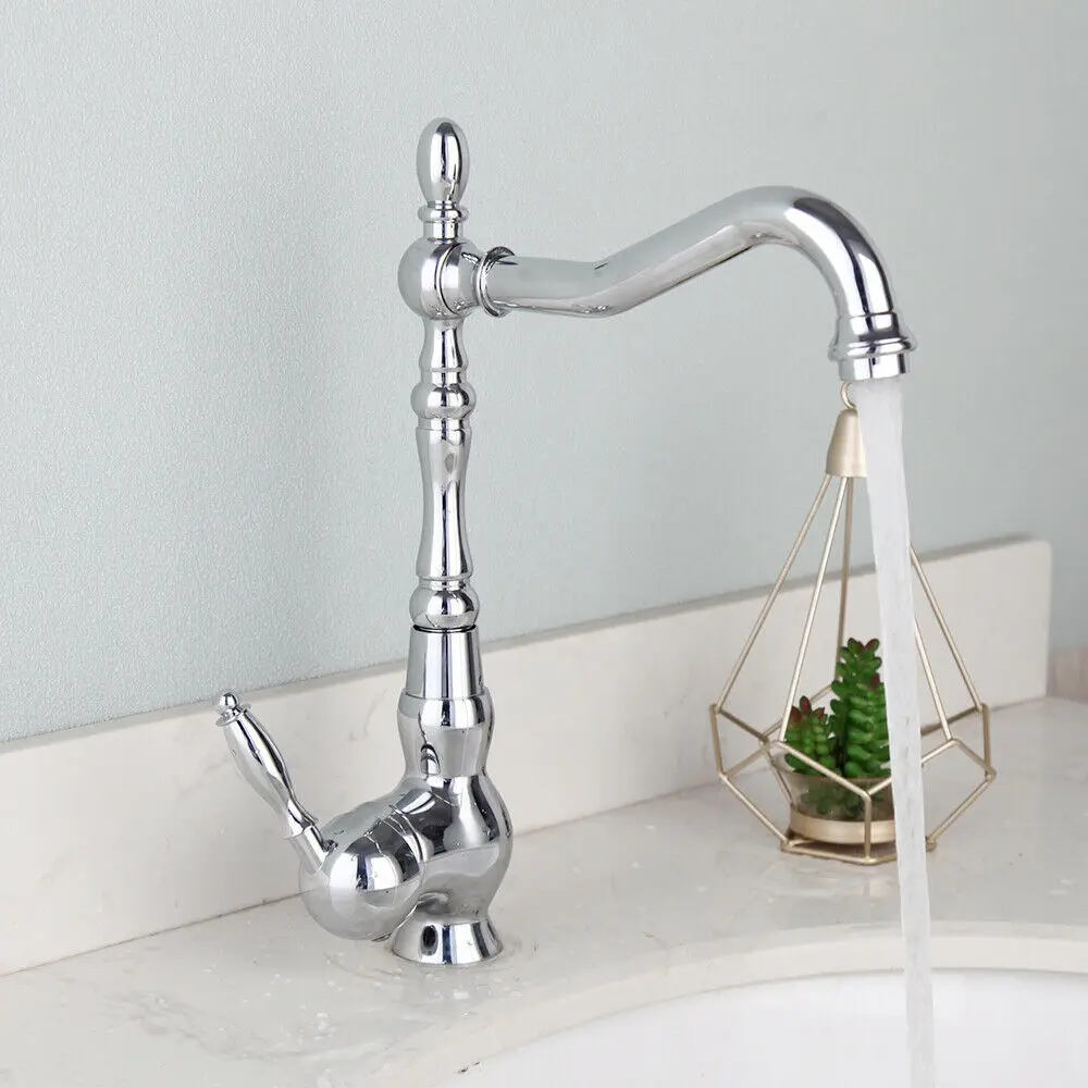 Chrome Brass Kitchen Faucet Deck Mounted Bathroom Basin Sink Hot and Cold Water Mixer Taps
Chrome Brass Kitchen Faucet Deck Mounted Bathroom Basin Sink Hot and Cold Water Mixer Taps