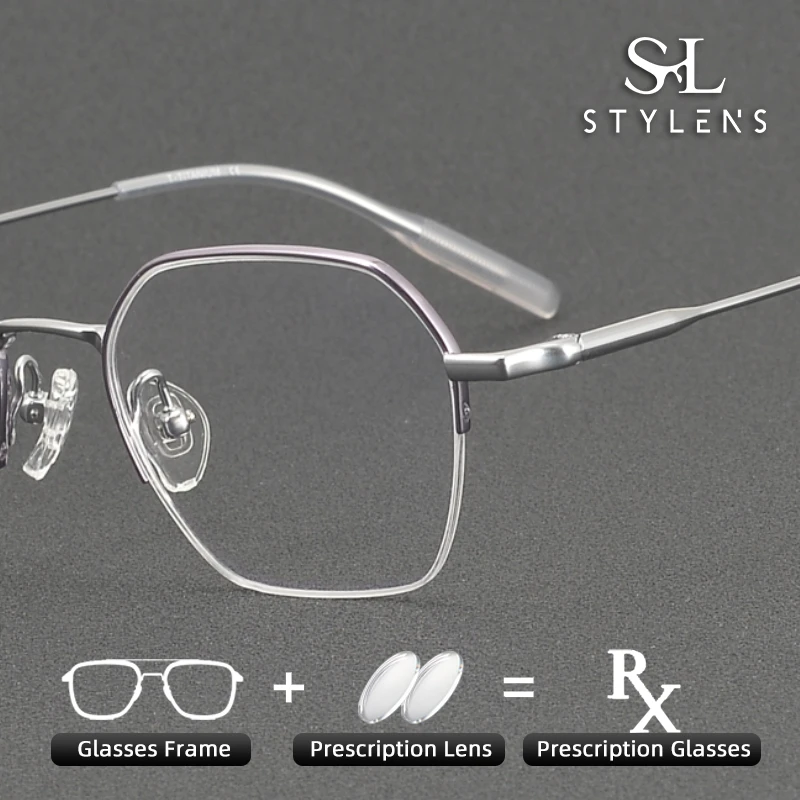STYLENS Retro Pure Titanium Half Frame Optical Prescription Eyewear Men Women Polygonal Anti Blue Light Progressive Eyewear81032
STYLENS Retro Pure Titanium Half Frame Optical Prescription Eyewear Men Women Polygonal Anti Blue Light Progressive Eyewear81032