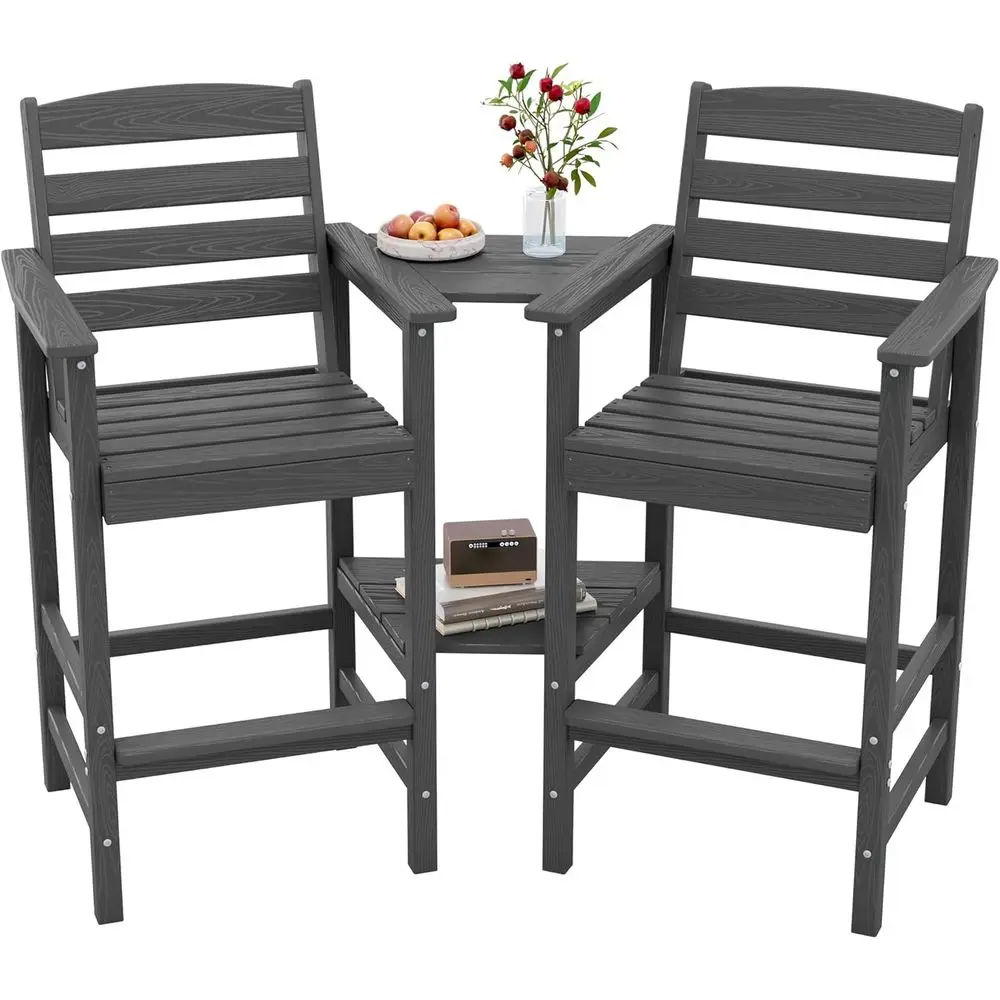 Grey Set of 2 Tall Outdoor Adirondack Chairs with Side Table
Grey Set of 2 Tall Outdoor Adirondack Chairs with Side Table