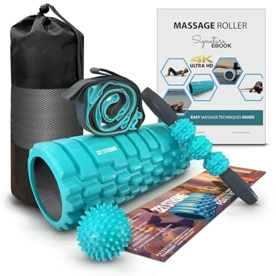 321 STRONG Foam Roller Set with: Hollow Core Roller, Muscle Roller Stick, Stretching Strap, Spikey Ball, Quick Start Guide, Car
321 STRONG Foam Roller Set with: Hollow Core Roller, Muscle Roller Stick, Stretching Strap, Spikey Ball, Quick Start Guide, Car
