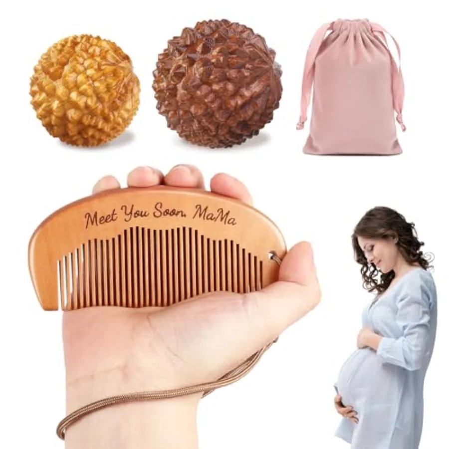 Labor and Massage Ball for Labor Pain, Wooden Birthing Comb with 2 PCS Acupressure Balls Set for Moms Pain Relief, Pregnancy Ho
Labor and Massage Ball for Labor Pain, Wooden Birthing Comb with 2 PCS Acupressure Balls Set for Moms Pain Relief, Pregnancy Ho