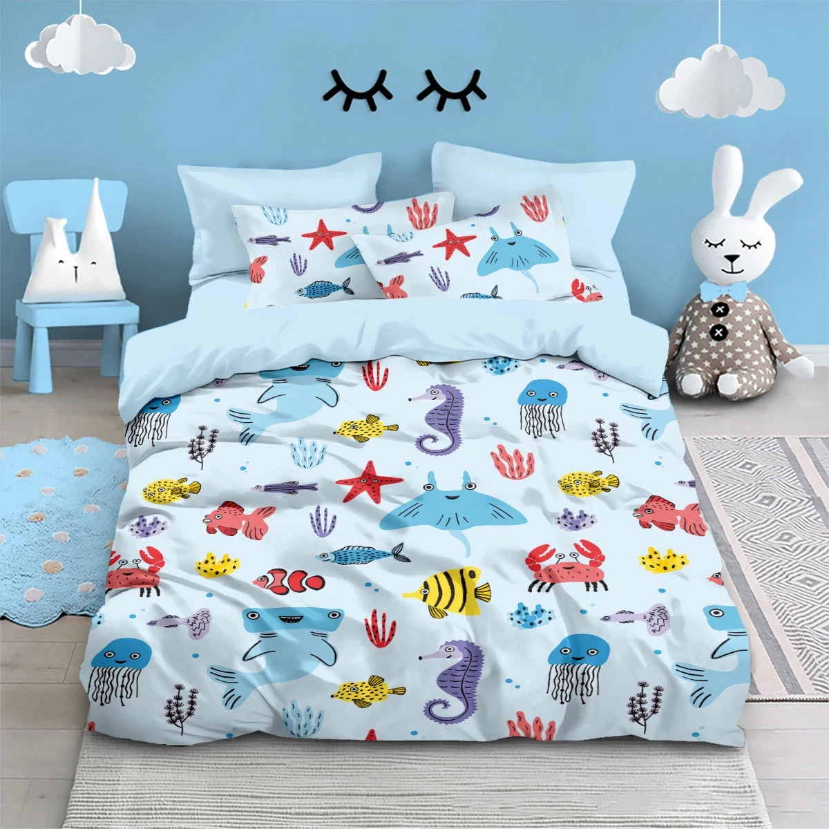 3D printed Marine life Bedding set Cartoon sailboat Sail series children's duvet cover Quilt Cover luxury birthday gift
3D printed Marine life Bedding set Cartoon sailboat Sail series children's duvet cover Quilt Cover luxury birthday gift