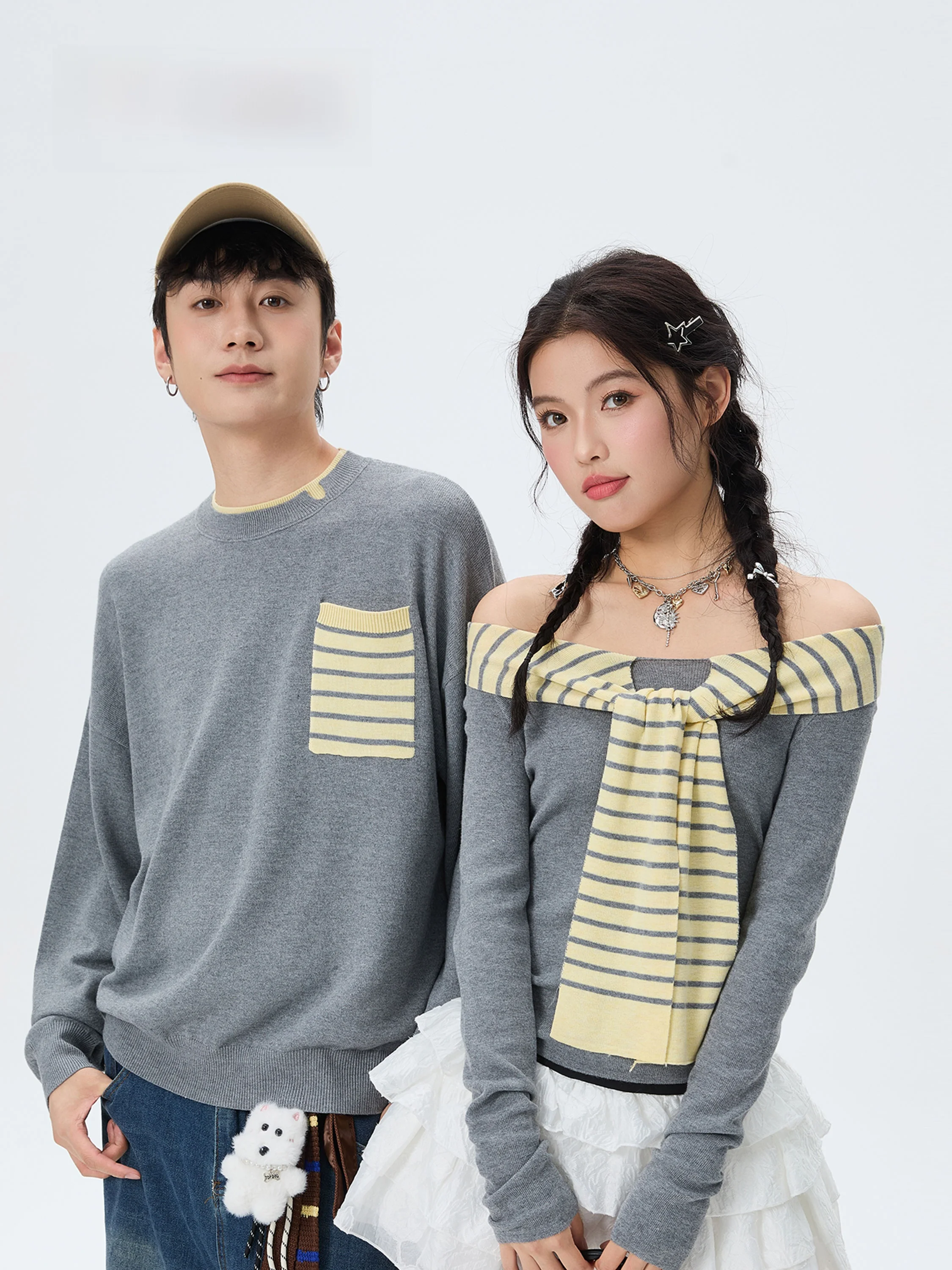 Tryforlove Original Couple Matching Striped Shoulder Bared Sweater Simple Slimming Top for Men And Women Spring Autumn New Ar...
Tryforlove Original Couple Matching Striped Shoulder Bared Sweater Simple Slimming Top for Men And Women Spring Autumn New Ar...