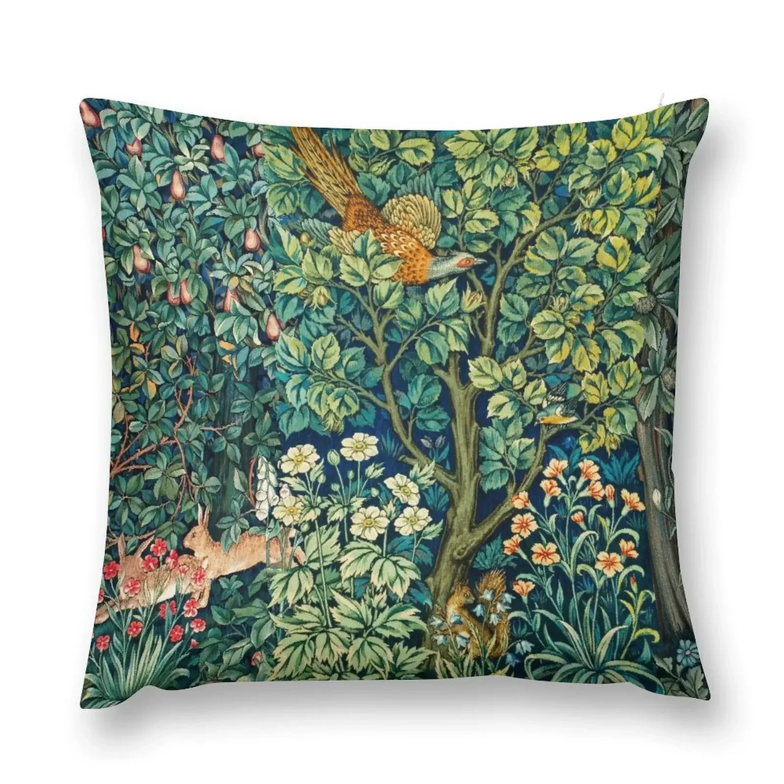 GREENERY,FOREST ANIMALS Pheasant on Tree,Squirrel,Hares,Blue Green Floral Tapestry Throw Pillow Christmas Pillow Covers pillow
GREENERY,FOREST ANIMALS Pheasant on Tree,Squirrel,Hares,Blue Green Floral Tapestry Throw Pillow Christmas Pillow Covers pillow