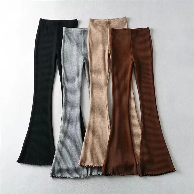 American retro spicy girl solid color knitted bell bottom pants autumn/winter women's high waisted elastic tight pants 
American retro spicy girl solid color knitted bell bottom pants autumn/winter women's high waisted elastic tight pants