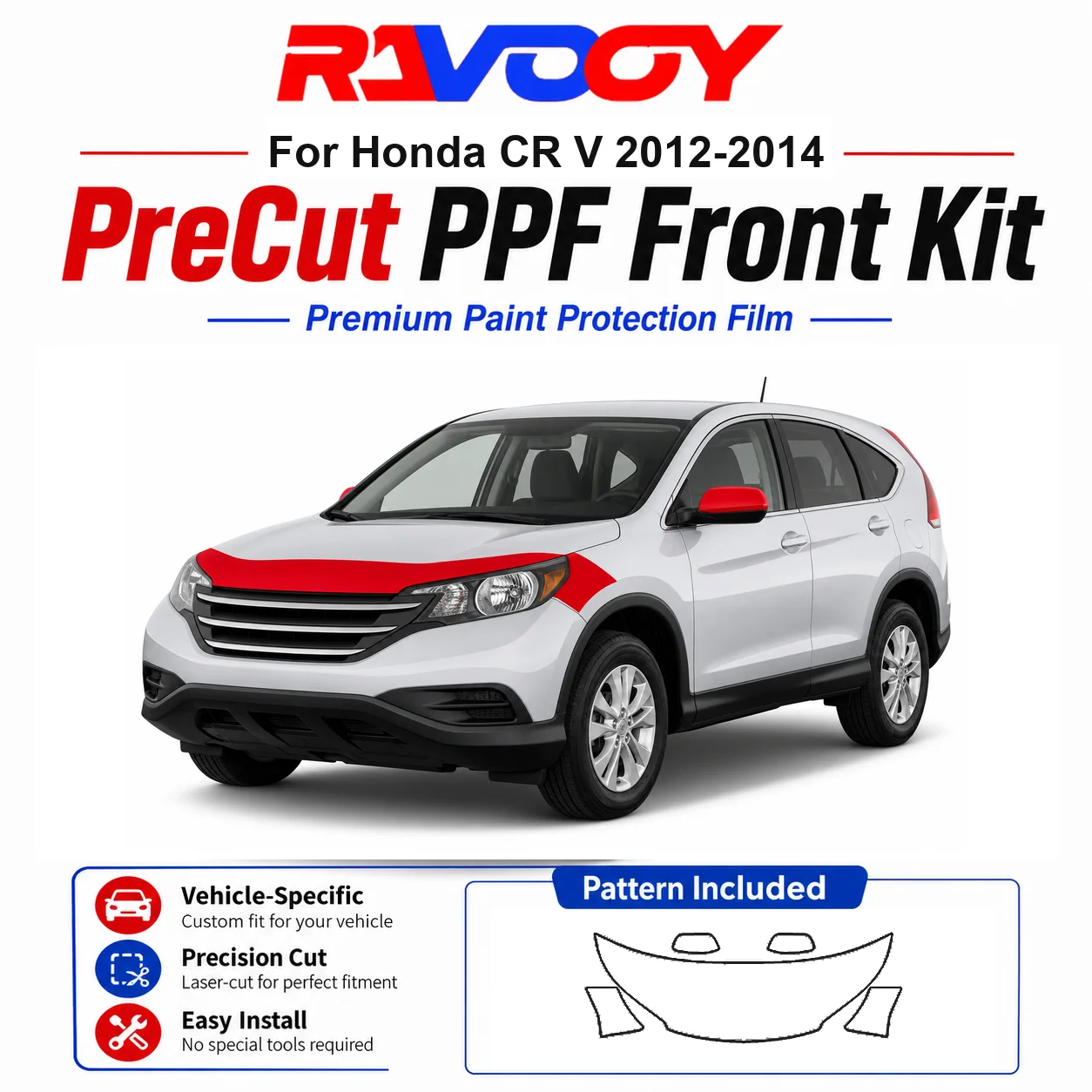 8.5mil TPU Precut PPF Kit For Honda CR V 2012-2014 - Hood, Partial Fenders & Full Mirror Set - Self-Healing Gloss Clear Bra Film
8.5mil TPU Precut PPF Kit For Honda CR V 2012-2014 - Hood, Partial Fenders & Full Mirror Set - Self-Healing Gloss Clear Bra Film