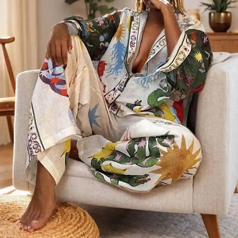 Женский костюм Long Sve irt с принтом, классический комплект Sle Faion, длинные брюки, весенний сезон, женская одежда для взрослых
Женский костюм Long Sve irt с принтом, классический комплект Sle Faion, длинные брюки, весенний сезон, женская одежда для взрослых