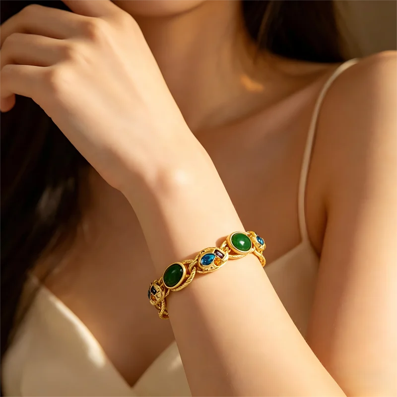 Vintage Multicolor Gemstone Bracelet Inlaid Natural Stones Retro Boho Charm Bangle Fashion Women Daily Jewelry Gift
Vintage Multicolor Gemstone Bracelet Inlaid Natural Stones Retro Boho Charm Bangle Fashion Women Daily Jewelry Gift