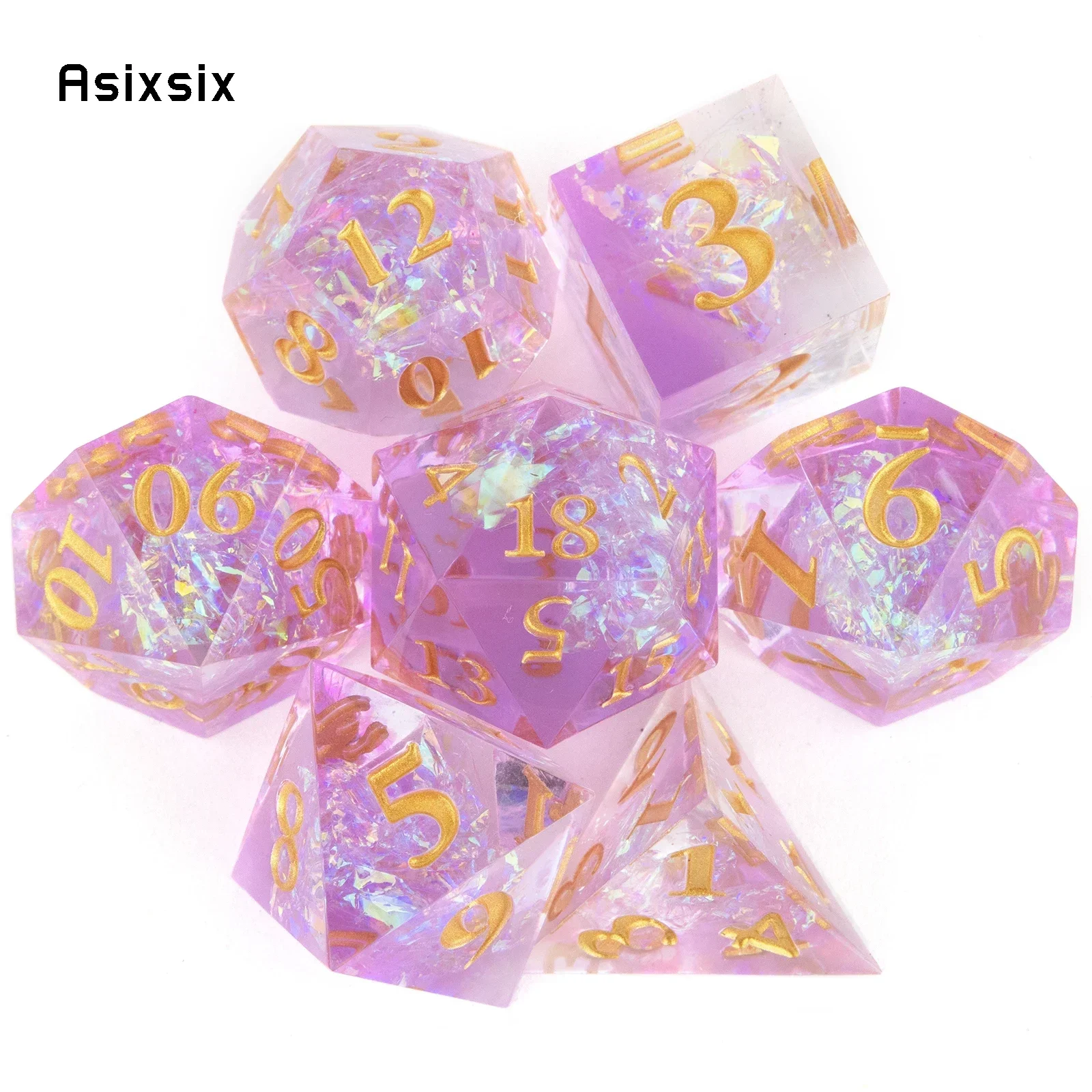 7 Pcs Pink Resin Golden Number Sharp Edge Dice Polyhedral Dice Suitable For Role-Playing Dice TOY
7 Pcs Pink Resin Golden Number Sharp Edge Dice Polyhedral Dice Suitable For Role-Playing Dice TOY