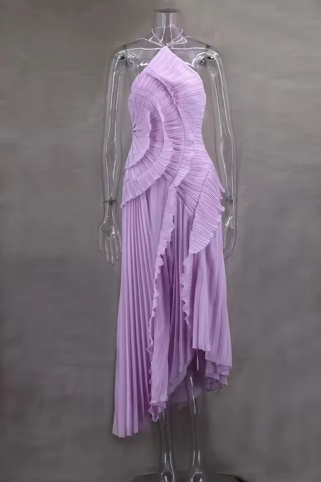 Women's Dress Elegant Purple Halter Prom Gowns Ruffles Tiered Backless Party Gown Summer Vacation Chiffon Long Evening Dresses
Women's Dress Elegant Purple Halter Prom Gowns Ruffles Tiered Backless Party Gown Summer Vacation Chiffon Long Evening Dresses
