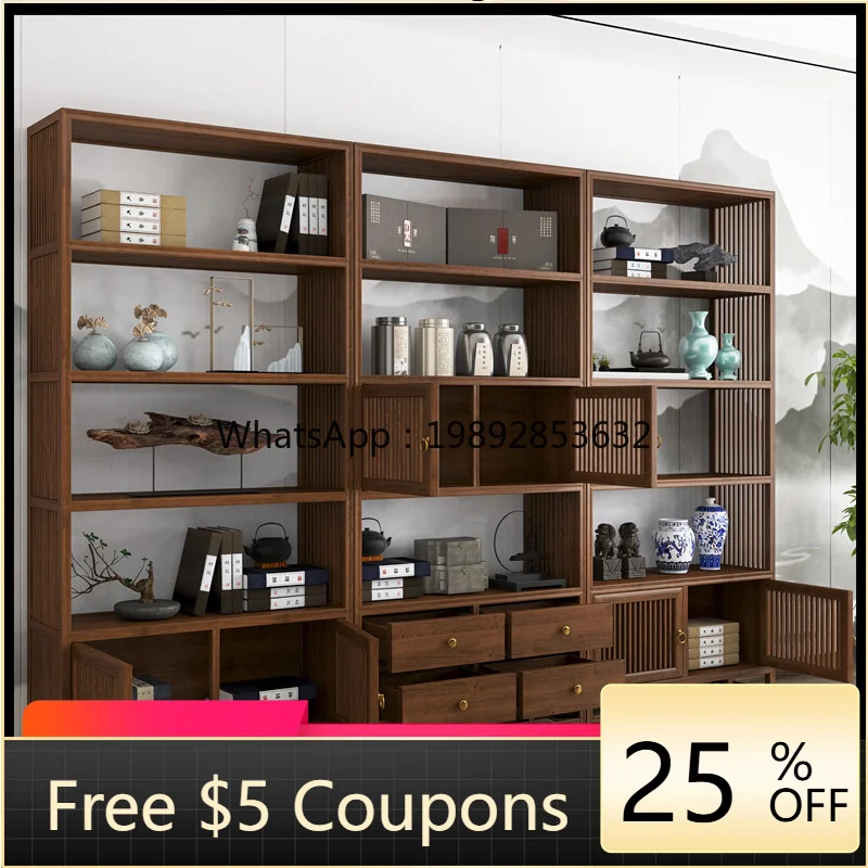LYY New Chinese Style Bookshelf Elm Wood Tea Display Rack Zen Style Antique Rack Solid Wood Bookcase Tea Room 
LYY New Chinese Style Bookshelf Elm Wood Tea Display Rack Zen Style Antique Rack Solid Wood Bookcase Tea Room