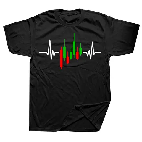 Funny Trader Heartbeat Pulse Stock Market Trading T Shirts Graphic Cotton Streetwear Short Sleeve Birthday Gifts Summer T-shirt