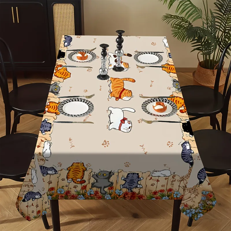 Cartoon Cat Pattern Tablecloth, Luxury Rectangle Dining Table Cover, Cute Aesthetic Home Decor, Waterproof Washable for Party
Cartoon Cat Pattern Tablecloth, Luxury Rectangle Dining Table Cover, Cute Aesthetic Home Decor, Waterproof Washable for Party