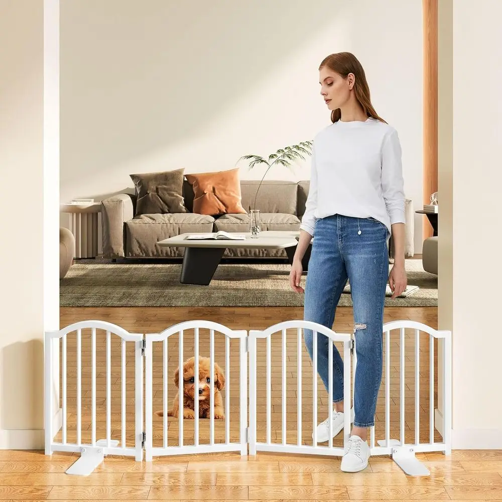 2-Pack Indoor Short Dog Gates, 16 Tall with Support Feet, Expandable to 48 Wide, 8-Panel Pet Barrier, White
2-Pack Indoor Short Dog Gates, 16 Tall with Support Feet, Expandable to 48 Wide, 8-Panel Pet Barrier, White
