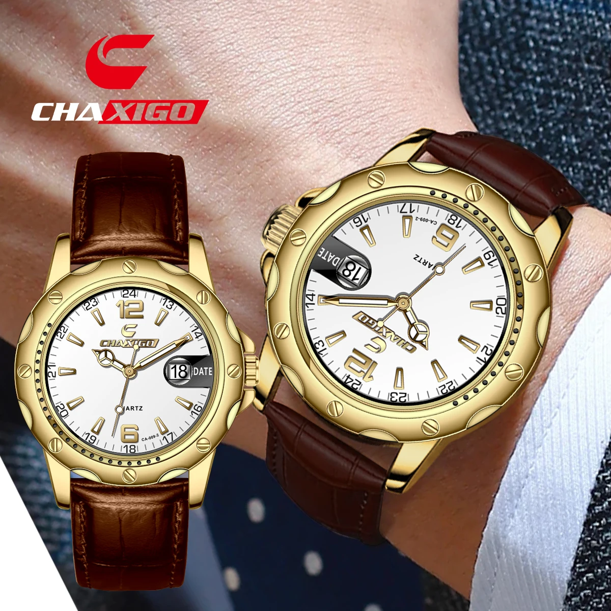 CHAXIGO Men's Stylish Leather Strap Watch with Luminous Function, 3ATM Water Resistance Suitable for Both Casual and Formal Wear
CHAXIGO Men's Stylish Leather Strap Watch with Luminous Function, 3ATM Water Resistance Suitable for Both Casual and Formal Wear