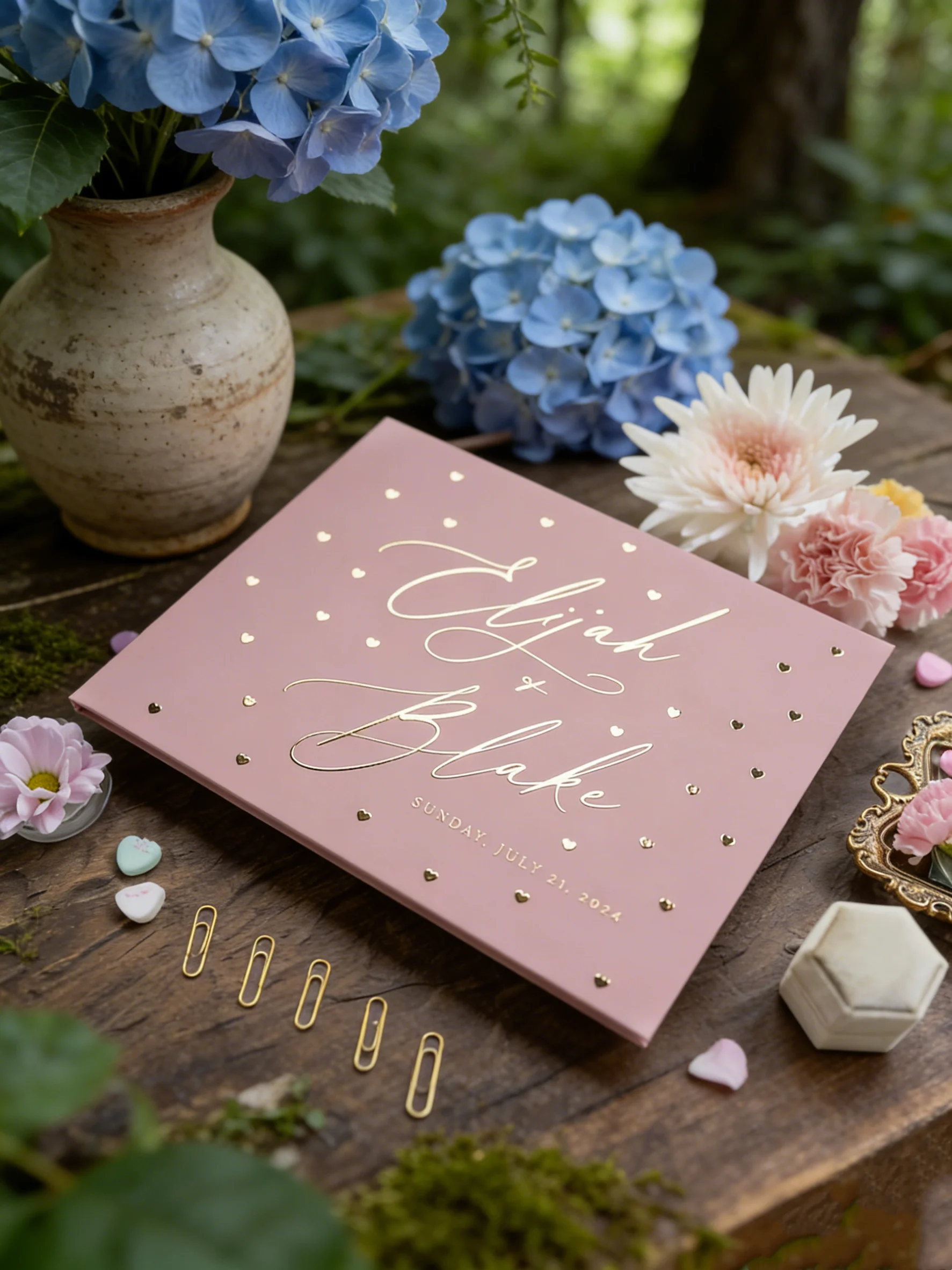 Personalized Pink Maximalist Wedding Guest Book, Gold Foil Hearts Hardcover Sign In Book, Photo Album for Wedding & Bridal Showe
Personalized Pink Maximalist Wedding Guest Book, Gold Foil Hearts Hardcover Sign In Book, Photo Album for Wedding & Bridal Showe