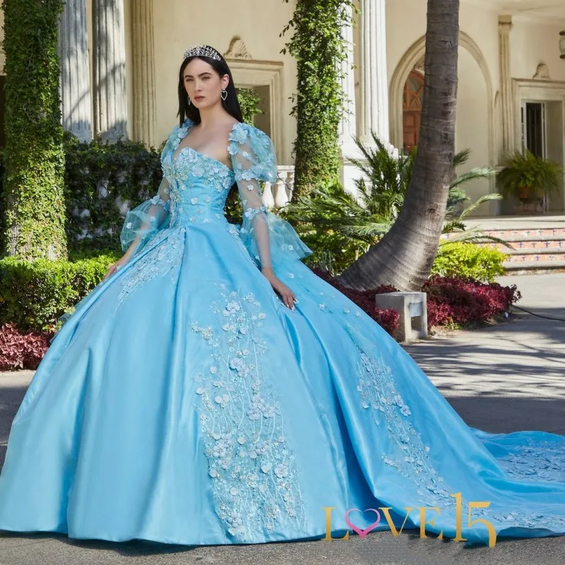Sky Blue Quinceanera Dresses Beading 3D Floral Off The Shoulder Puff Sleeve Girls Birthday Princess 15 16 Party Prom Gowns
Sky Blue Quinceanera Dresses Beading 3D Floral Off The Shoulder Puff Sleeve Girls Birthday Princess 15 16 Party Prom Gowns