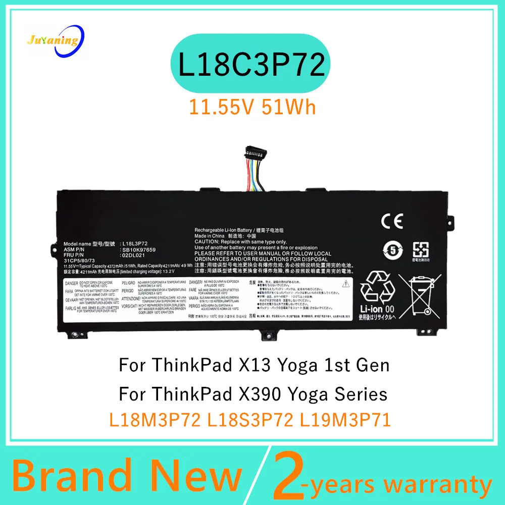 L18L3P72 Laptop battery For Lenovo ThinkPad X390 Yoga X13 Yoga 1st Gen (2020) Series L18M3P72 L18S3P72 L19M3P71 02DL022
L18L3P72 Laptop battery For Lenovo ThinkPad X390 Yoga X13 Yoga 1st Gen (2020) Series L18M3P72 L18S3P72 L19M3P71 02DL022