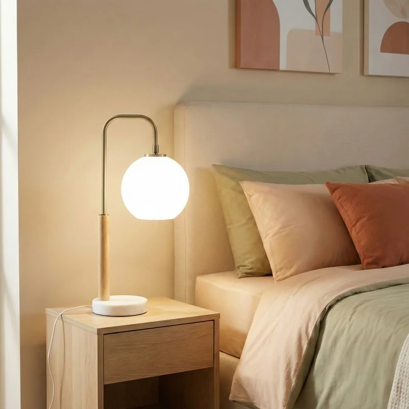 Nordic White Globe Table Lamp with Marble Base, Warm LED Desk Lamp for Bedroom or Study Room, 110V
Nordic White Globe Table Lamp with Marble Base, Warm LED Desk Lamp for Bedroom or Study Room, 110V