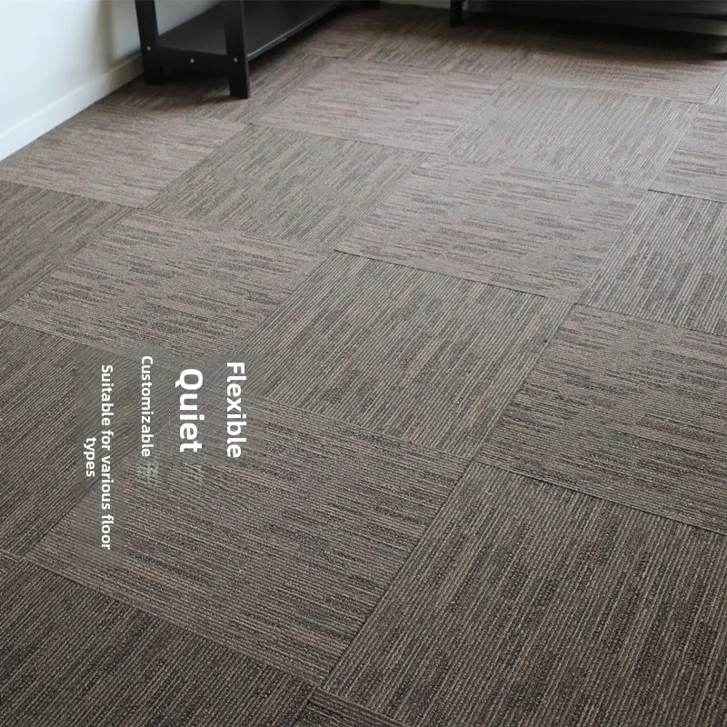 Striped Square PVC Carpet Geometric Pattern Living Room Children's Room Office Building Home Use Block Carpet Merging Rug