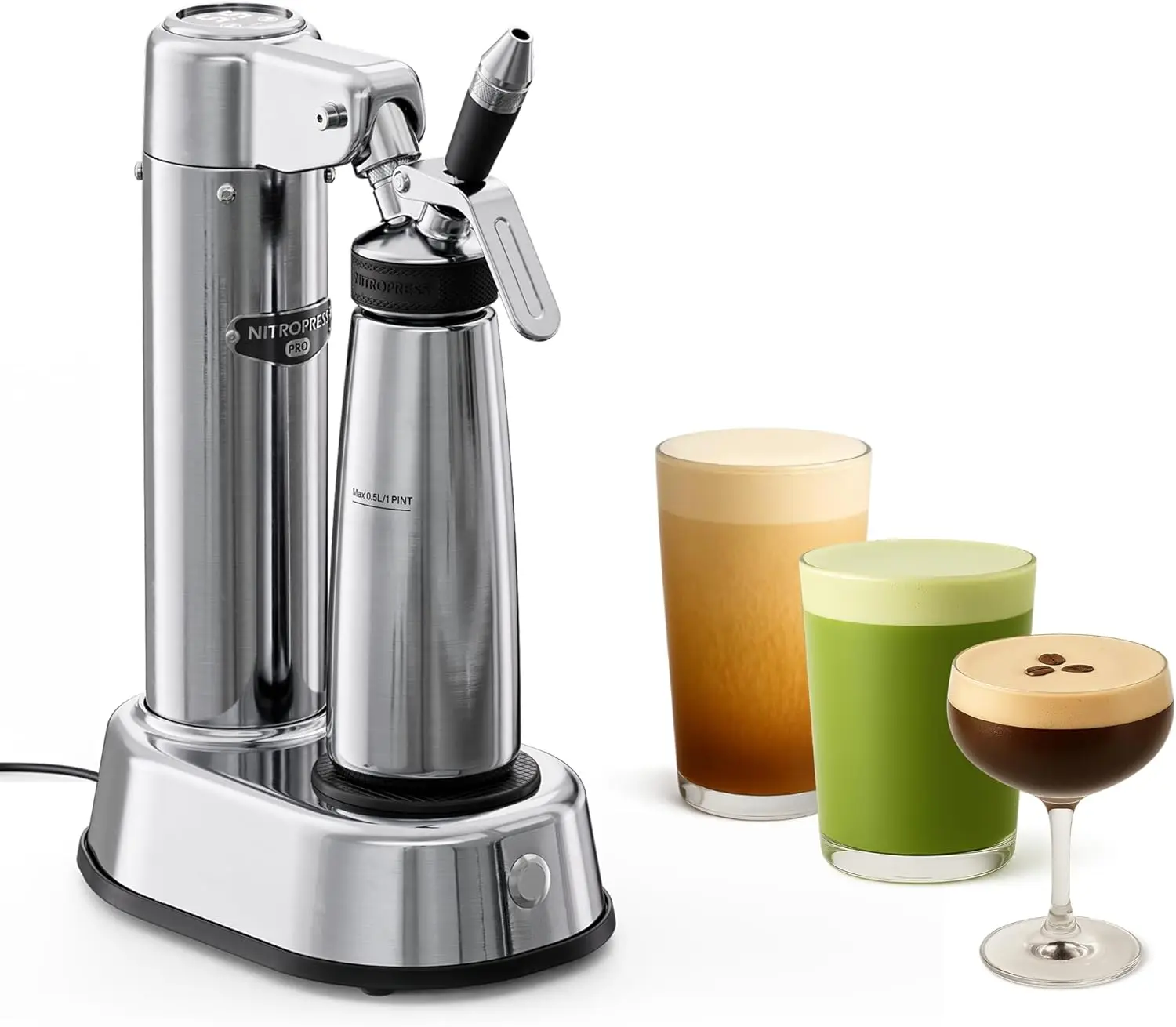NitroPress Pro Electric Nitro Cold Brew Coffee & Cocktail Maker Machine, Air-Powered Nitro Coffee Maker & Nitrogen Infuser, Coff
NitroPress Pro Electric Nitro Cold Brew Coffee & Cocktail Maker Machine, Air-Powered Nitro Coffee Maker & Nitrogen Infuser, Coff