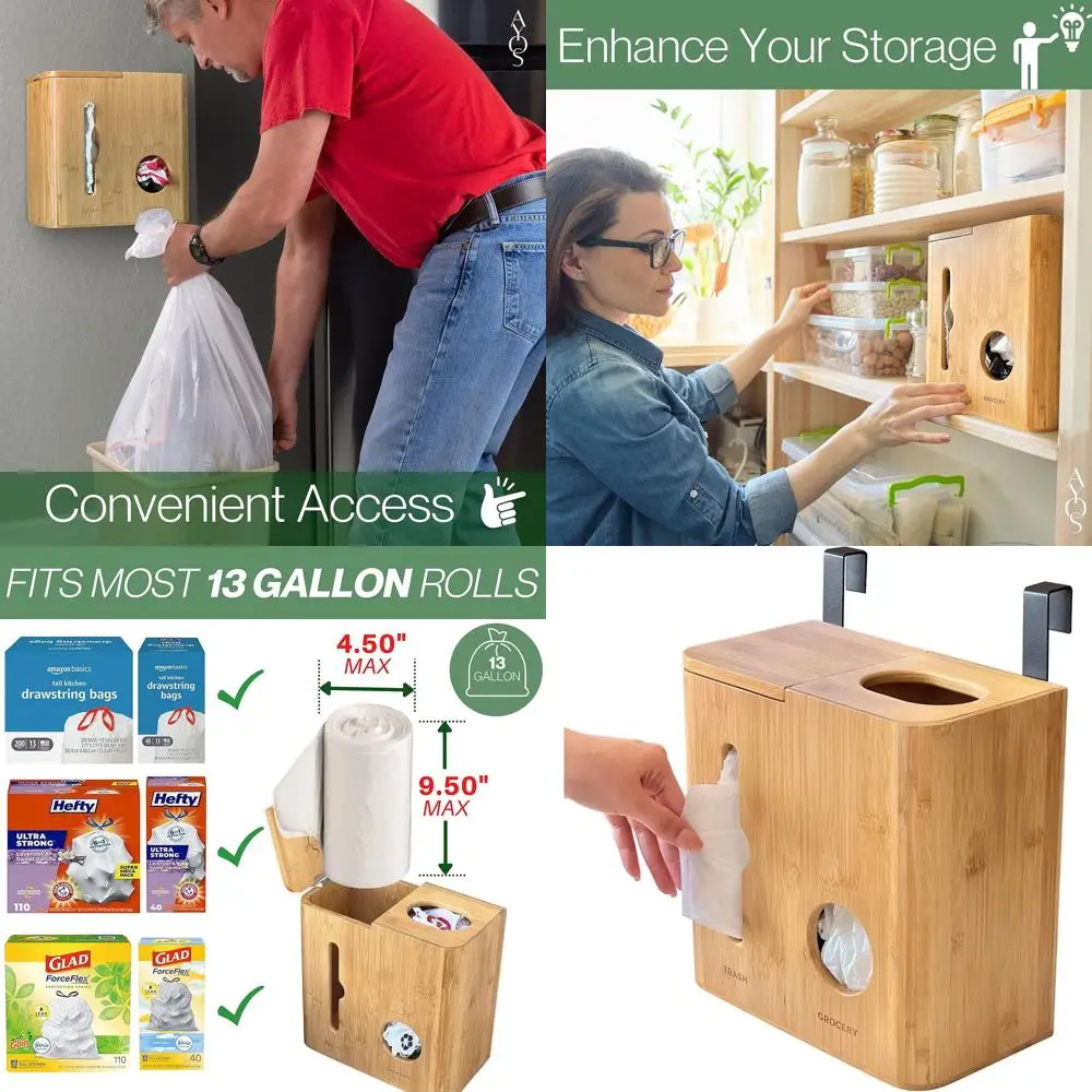 Dual-Purpose Bag Organizer: Wall-Mounted Storage for Grocery & Trash Bags, Fits 13 Gallon
Dual-Purpose Bag Organizer: Wall-Mounted Storage for Grocery & Trash Bags, Fits 13 Gallon